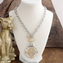 Load image into Gallery viewer, Chunky Statement Necklace – Shackle Coin Pendant Necklace - Gold Silver
