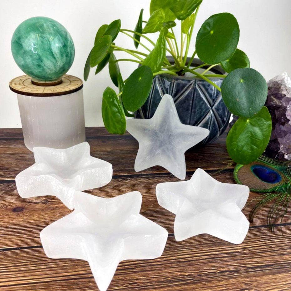 Crystal Star Selenite Reiki Charging Bowl Altar Plate