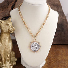 Load image into Gallery viewer, Radiant Relic – Coin Medallion Necklace with Crystal Halo
