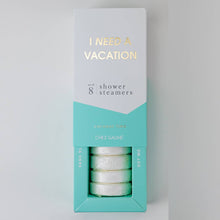 Load image into Gallery viewer, I Need a Vacation Shower Shower Steamers - Coconut Lime - Set of 8 Tabs
