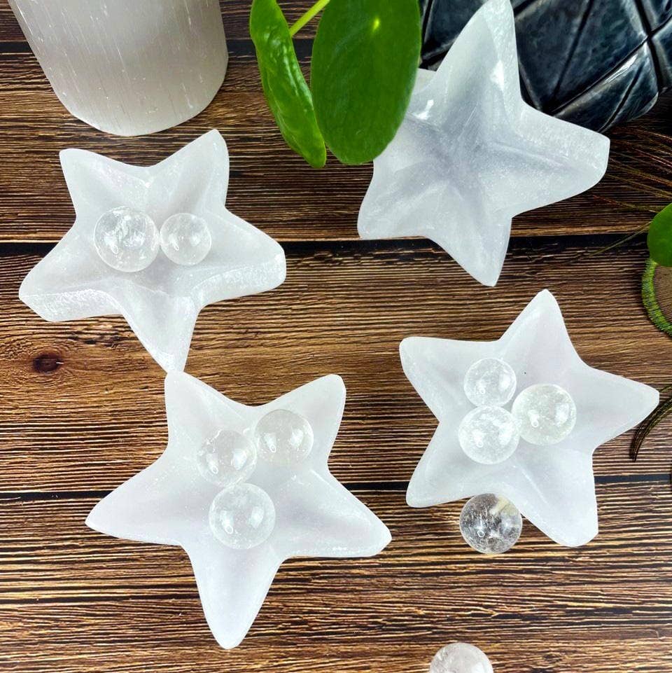 Crystal Star Selenite Reiki Charging Bowl Altar Plate