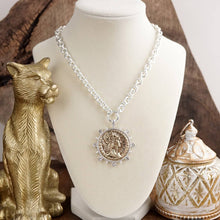 Load image into Gallery viewer, Radiant Relic – Coin Medallion Necklace with Crystal Halo
