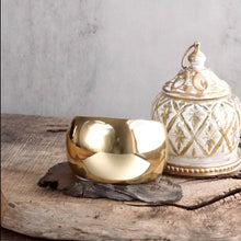 Load image into Gallery viewer, Statement Cuff Bracelet - Two-Tone Sculptural Oval Hinge - Golden Horizon
