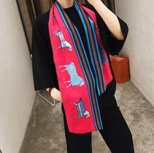 Load image into Gallery viewer, Equestrian Imperial Red Bow Scarf – Trotter Collection
