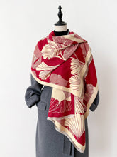 Load image into Gallery viewer, Red / Cream Large Ginkgo Reversible Wrap
