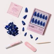Load image into Gallery viewer, Blue Steel Press-On Nails | Short Almond Metallic Blue
