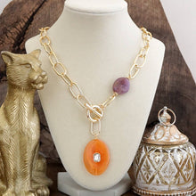 Load image into Gallery viewer, Prism Drift – Marbled Acrylic Stone Lariat Necklace
