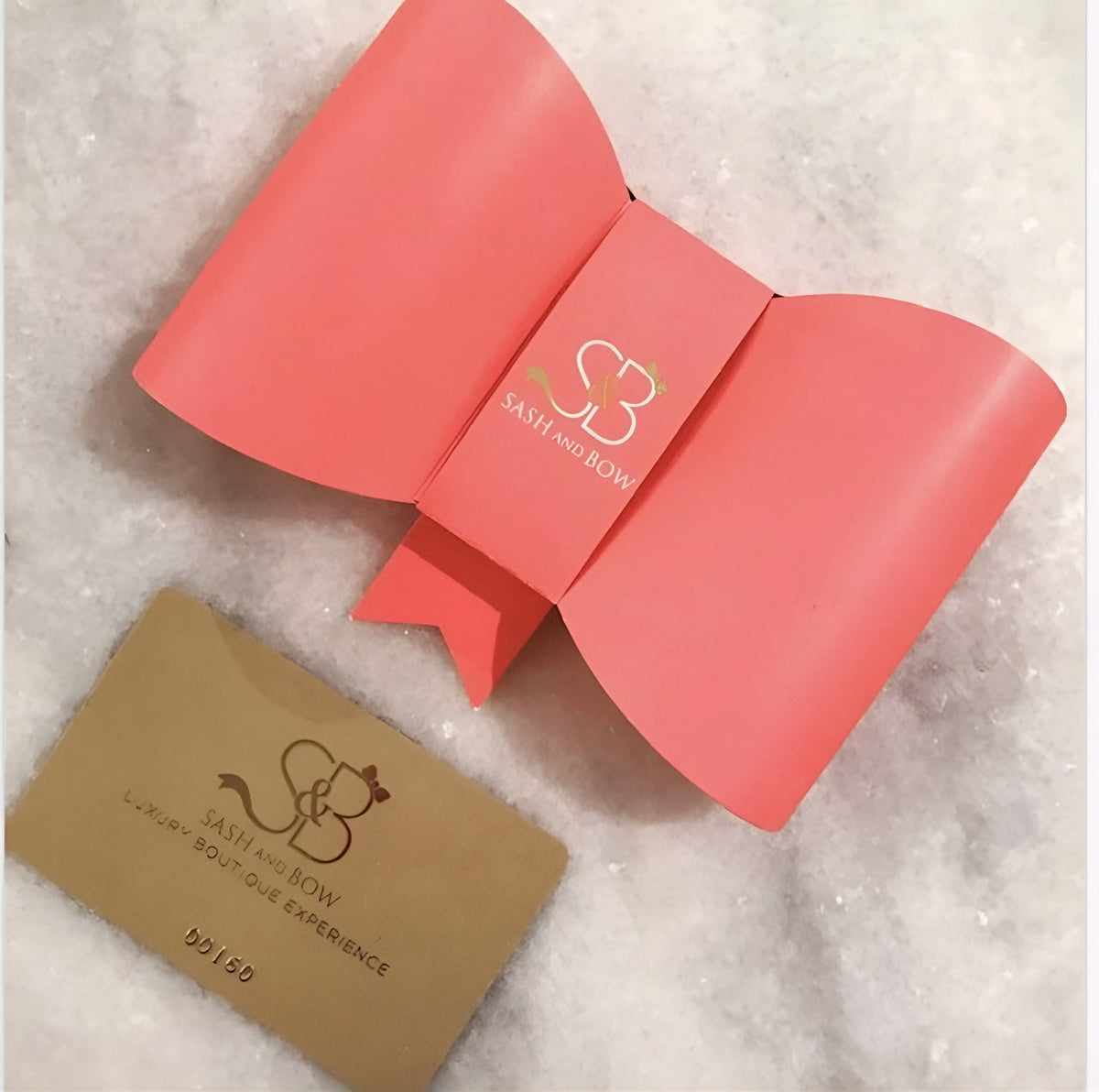 Sash & Bow gift card with pink bow gift box
