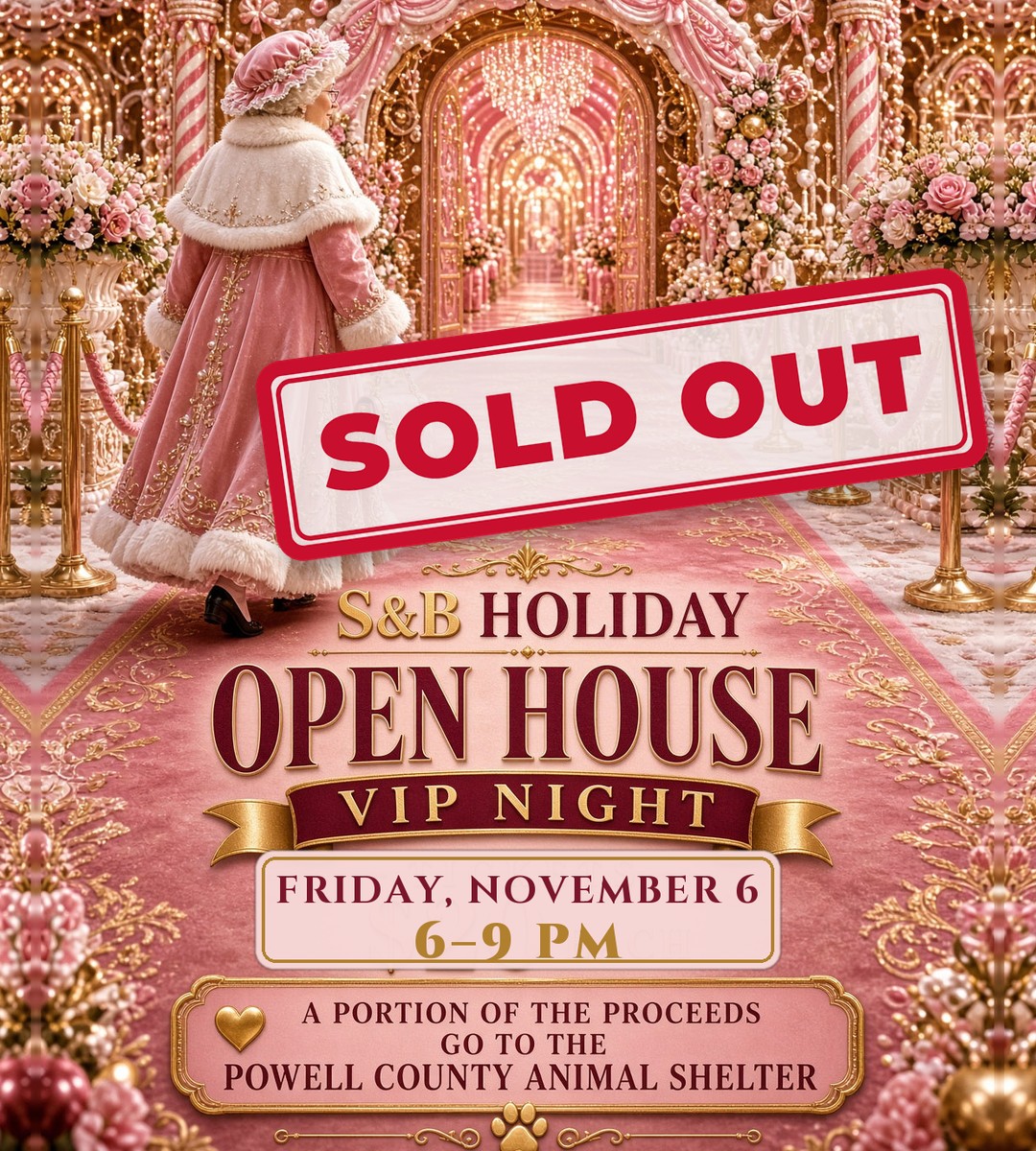 S&B Holiday Open House VIP Night – SOLD OUT. Friday, November 6, 6–9 PM. Thank you, VIP ticket holders!