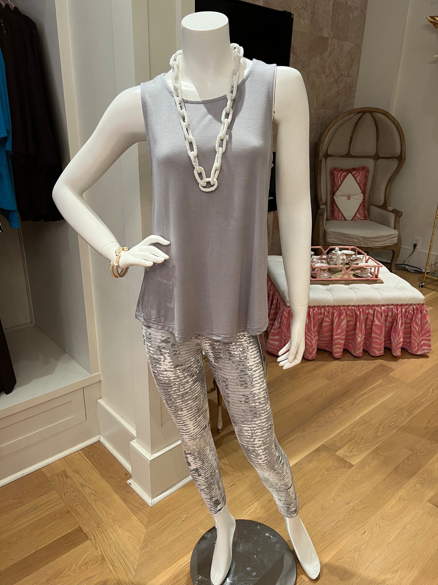White/Grey Capri Legging