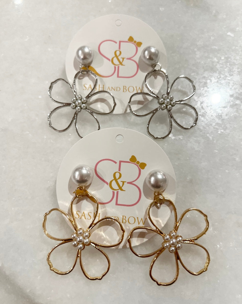 Flower & Pearl Drop Earring