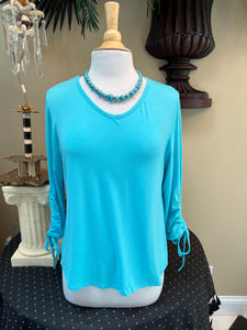 Aqua Tie Sleeve Top
