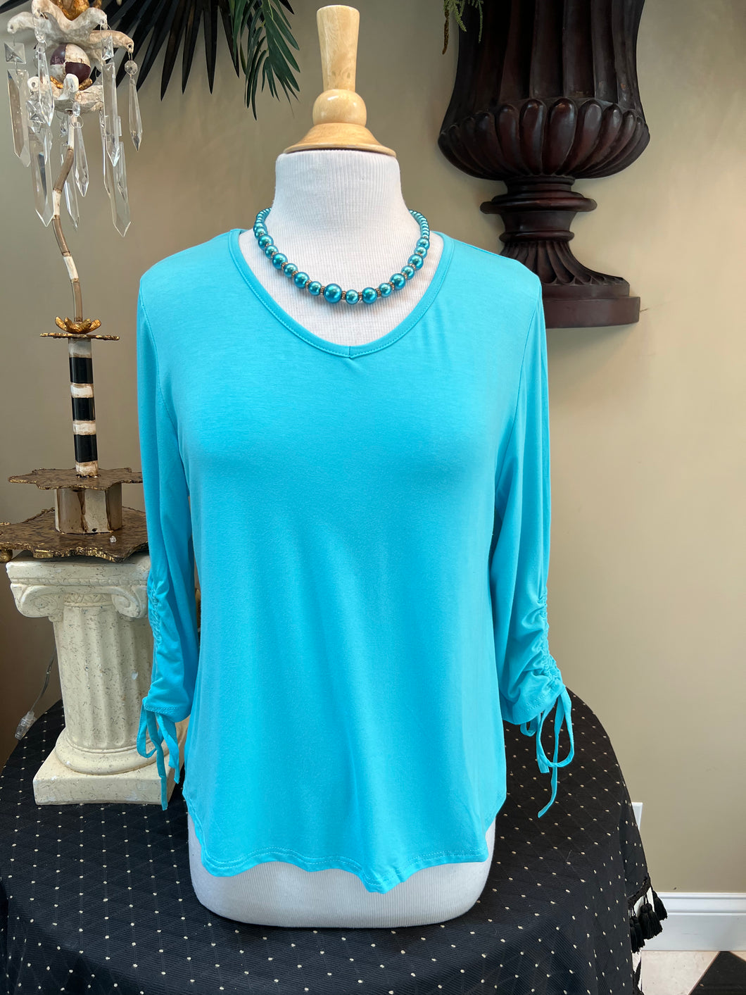 Aqua Tie Sleeve Top