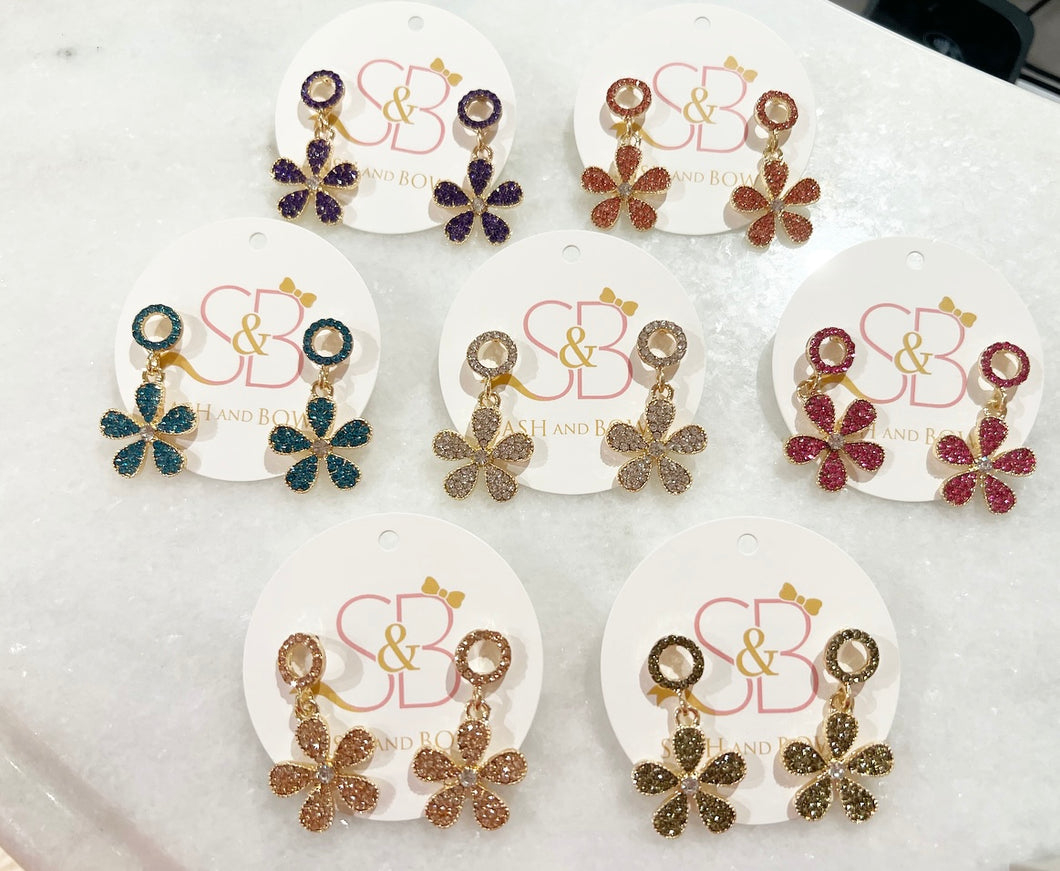 Rhinestone Flower Earrings