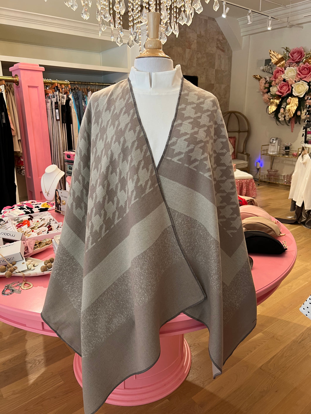 Taupe Houndstooth Shawl