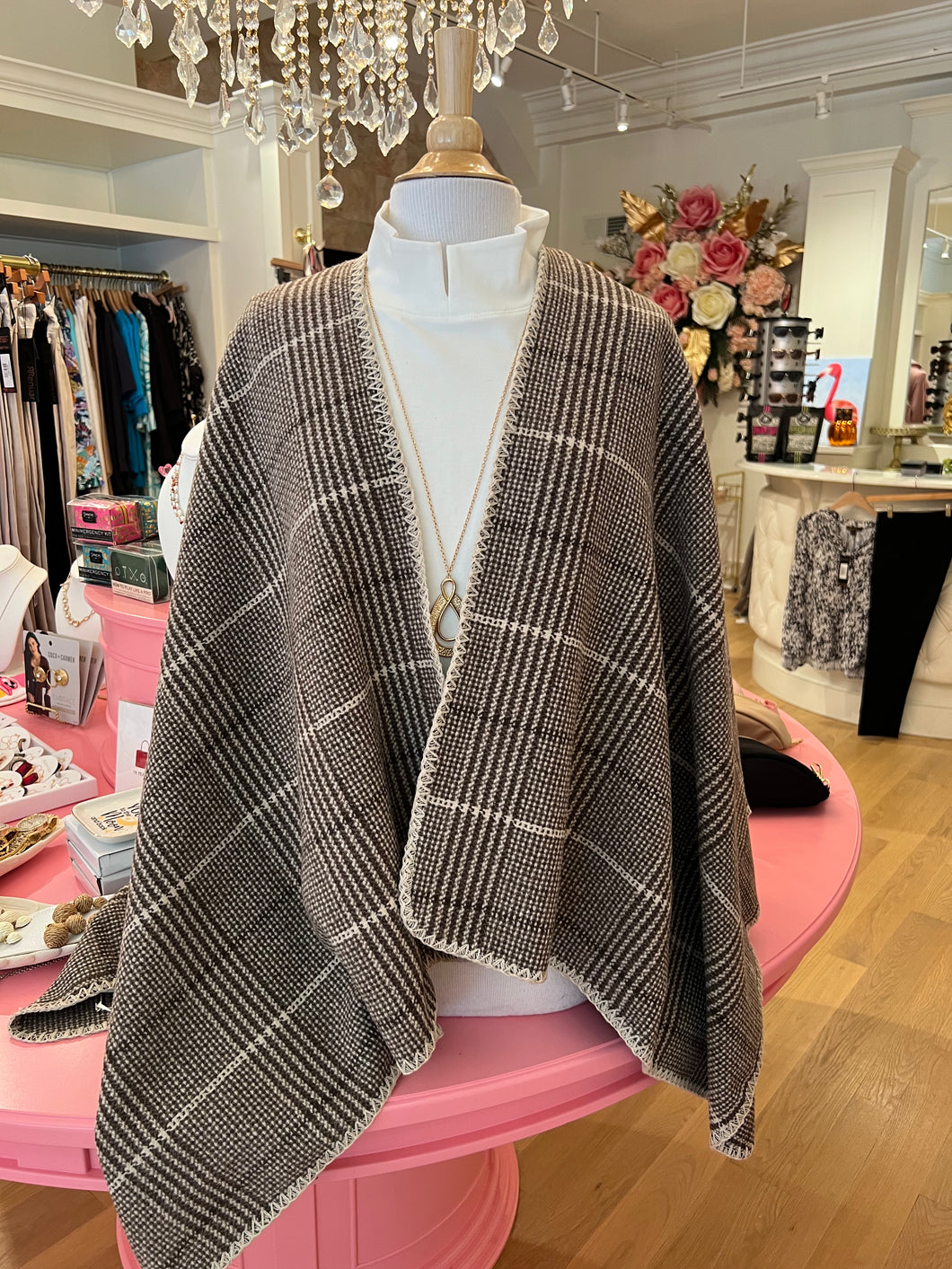 Plaid Knit Shawl