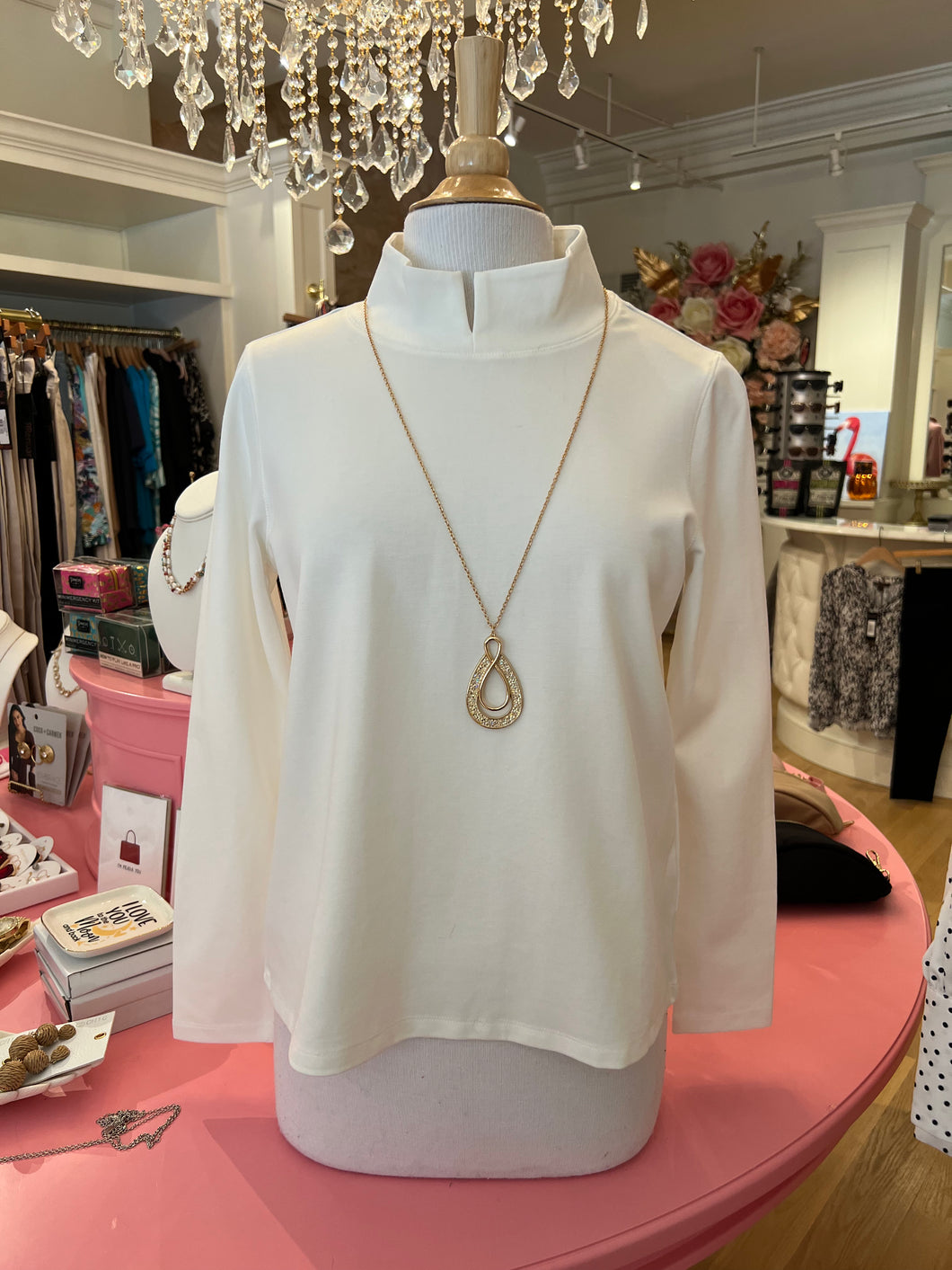 Creme Mock Neck Top