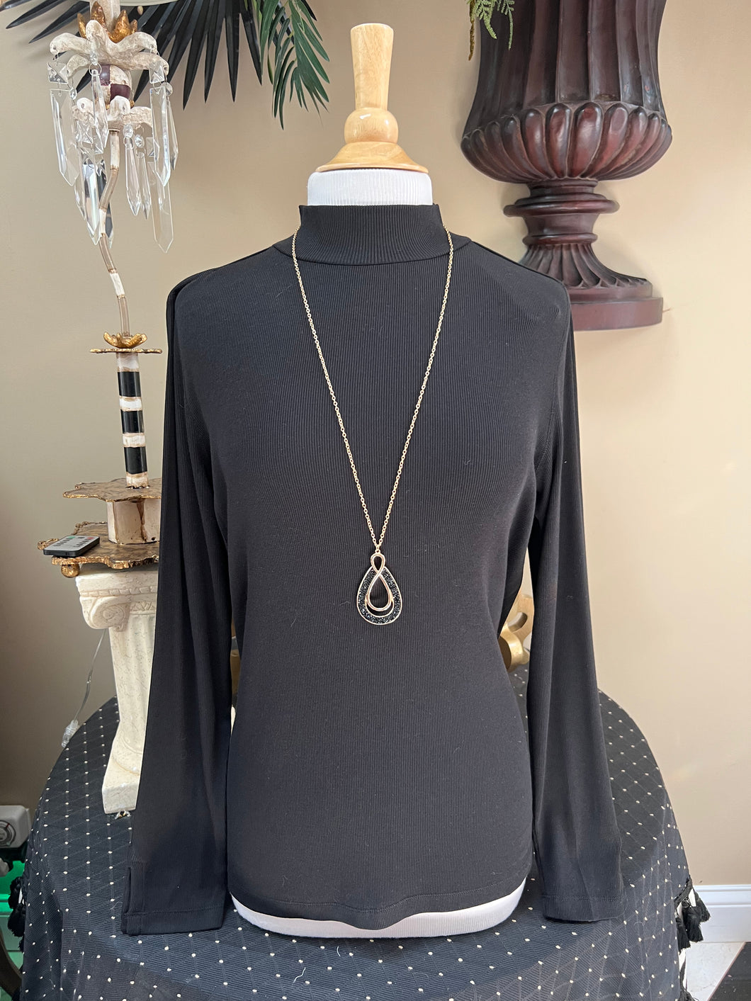 Black Long Sleeve Mock Neck