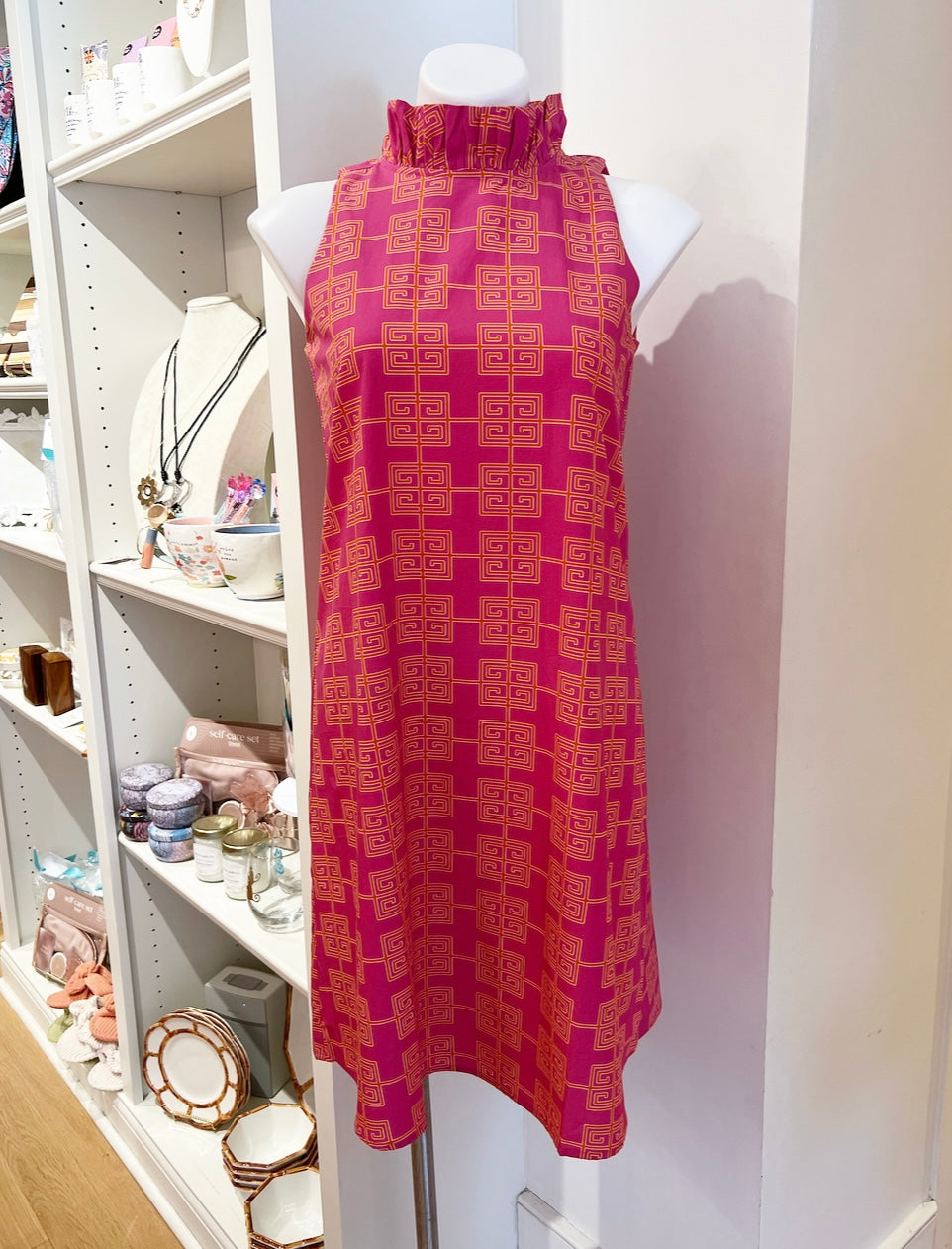 Pink & Orange Greek Swing Dress