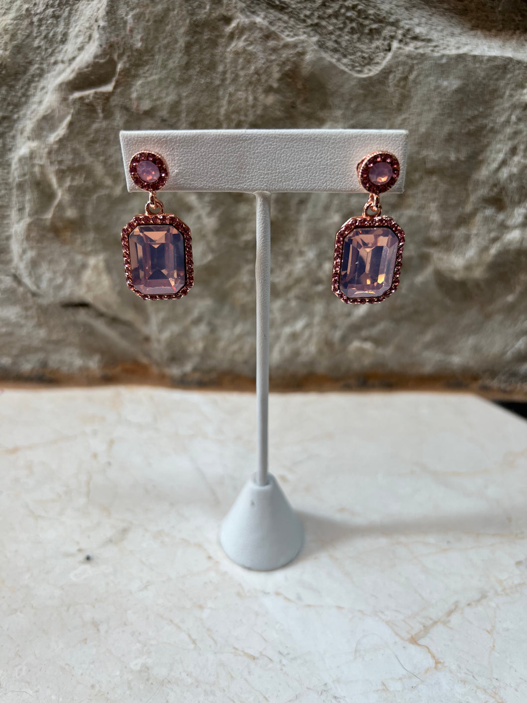 Pink Square Earring