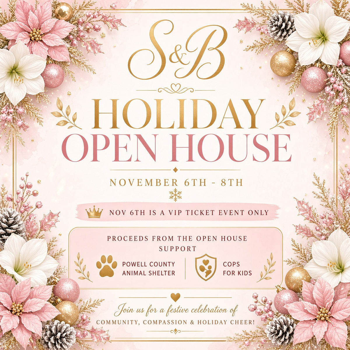 S&B Holiday Open House invite, November 6-8