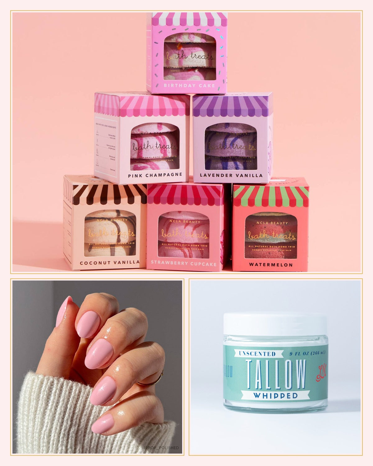 Sash & Bow beauty: bath bombs, press-on nails and whipped tallow