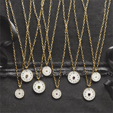Load image into Gallery viewer, Clock Necklace w/Gemstone
