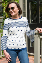 Load image into Gallery viewer, Polka Dots &amp; Stripes Bell Sleeve Sweater
