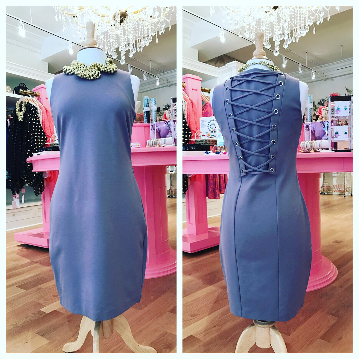 Lavender Dress w/Faux Lace up back