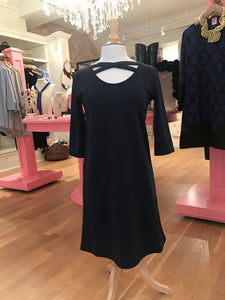 Navy Dress w/Criss Cross Neckline