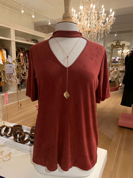 Burgundy Ultra Suede Short Sleeve