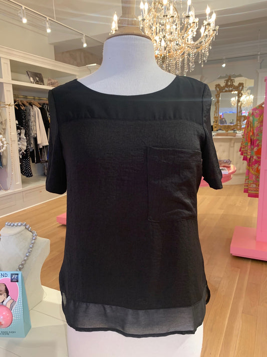 Black Short Sleeve Top w/Pocket