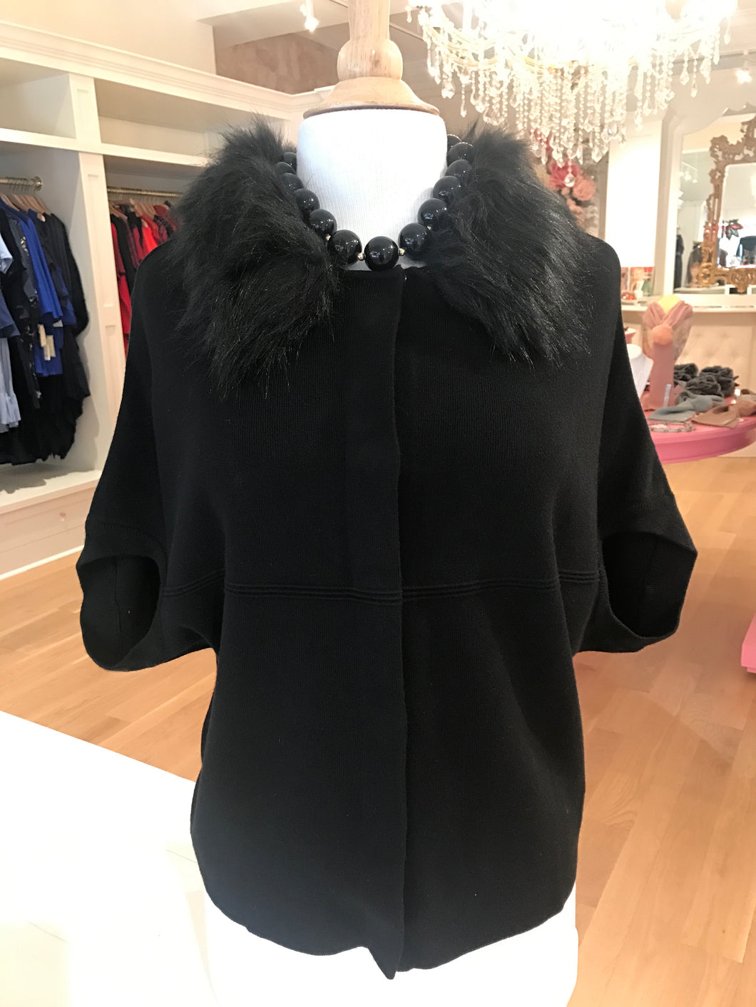 Black Sweater w/ Removable Faux Fur Collar