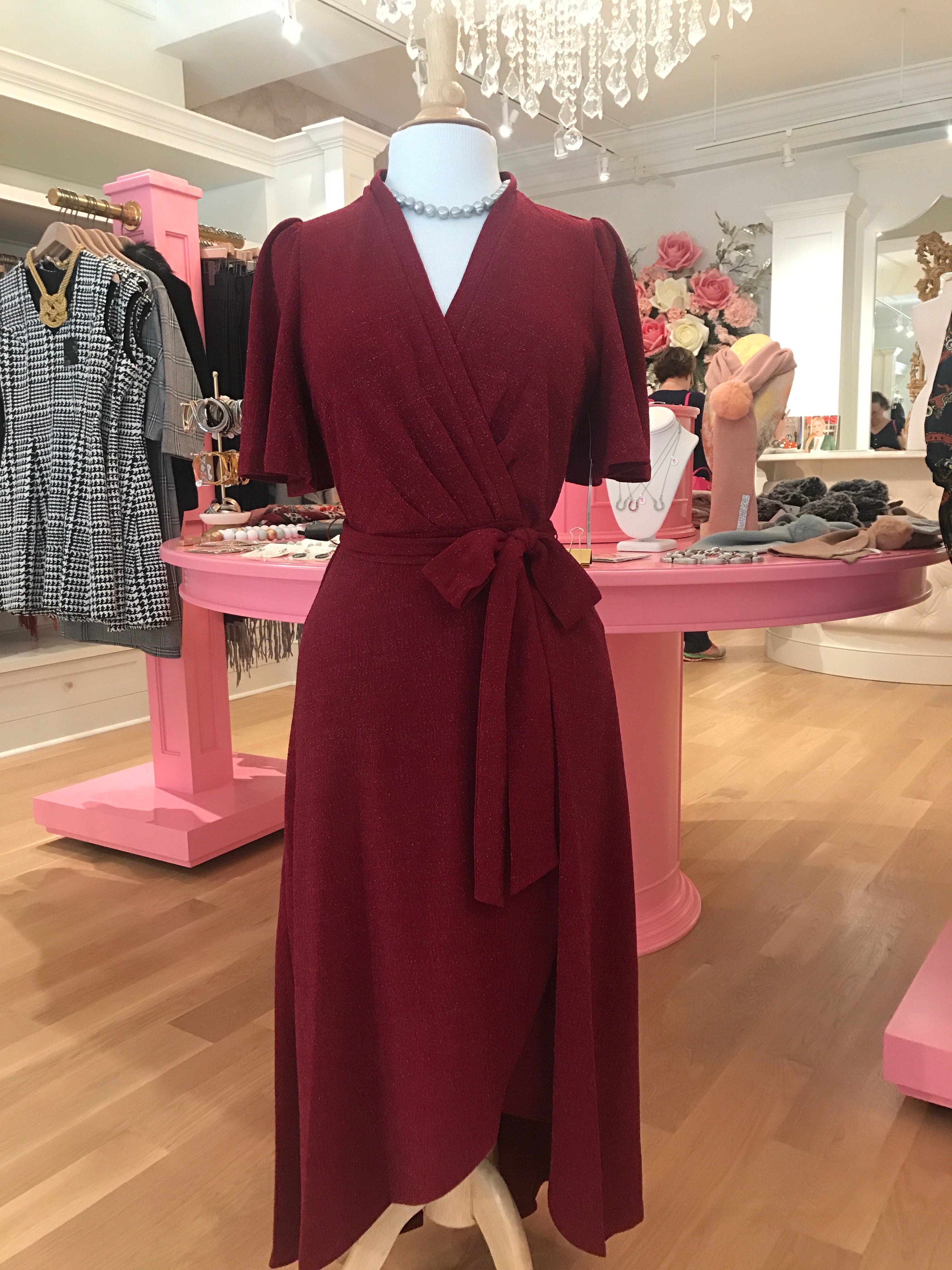 burgundy wrap dress Joyfolie Women's Nerina in Burgundy, Extra Extra Small The essential summer wrap dress made from 100% high quality linen Womens Reiss Burgundy Mira Wrap-Front