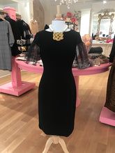 Load image into Gallery viewer, Black Sheath Dress w/Tulle Sleeves
