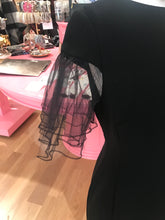Load image into Gallery viewer, Black Sheath Dress w/Tulle Sleeves
