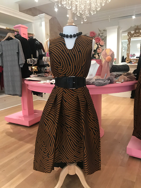 Black & Amber Hi-Low Dress