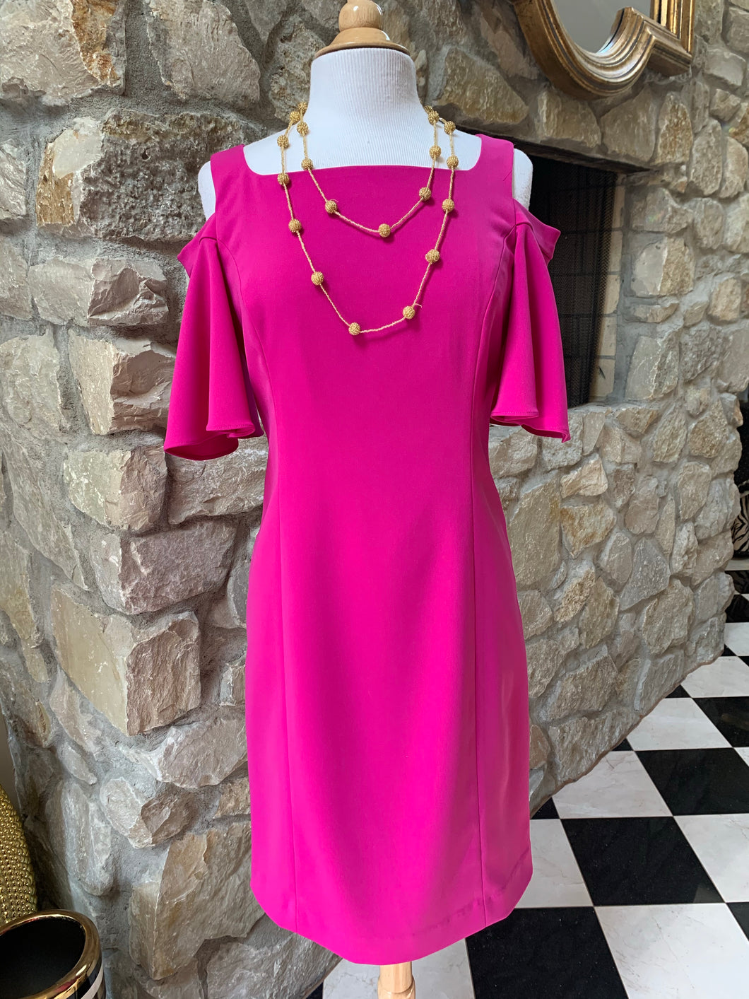 Fuchsia Cold Shoulder Dress