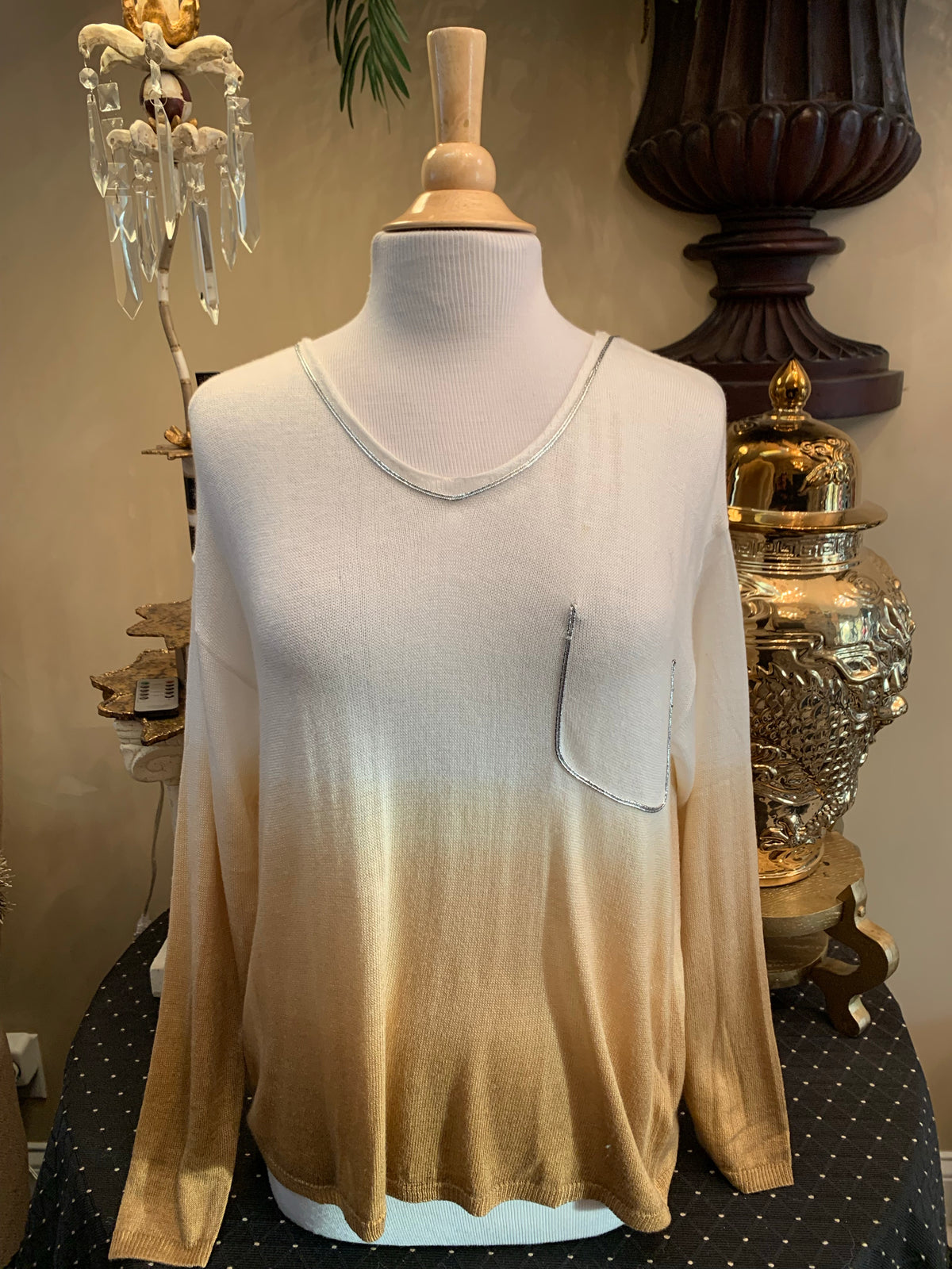 Camel Ombré Long Sleeve Sweater