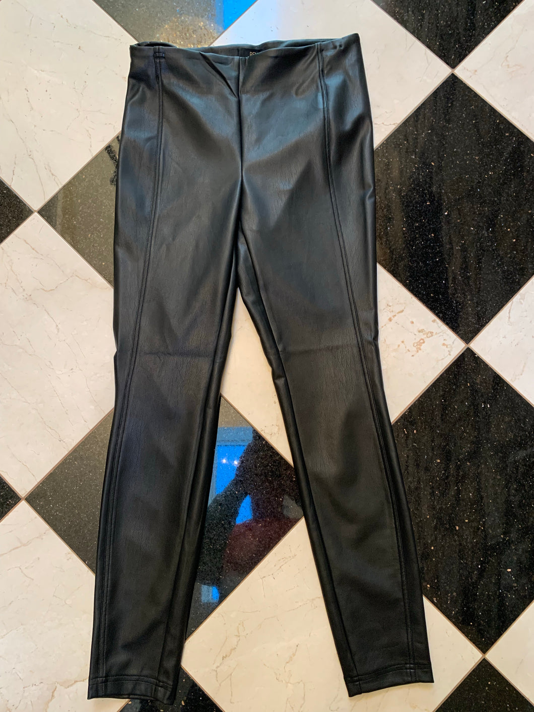 Faux Leather Pull On Pant