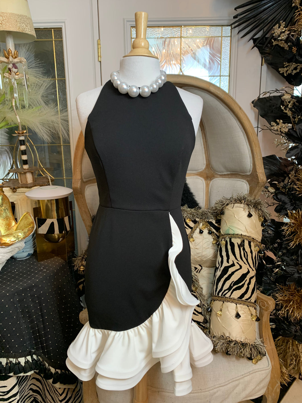 Black Dress w/Ruffle Detail