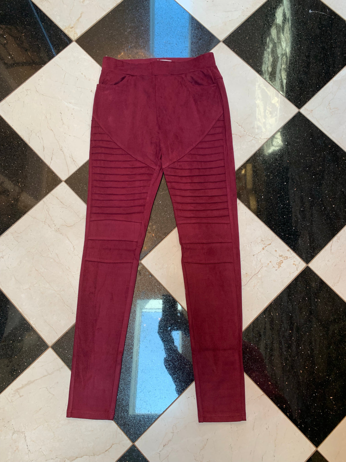 Burgundy Moto Leggings