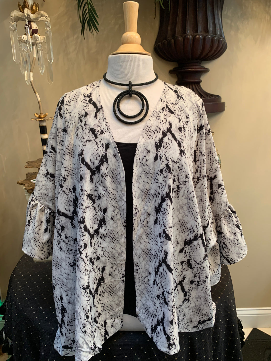 Snakeskin Flutter Sleeve Ruana