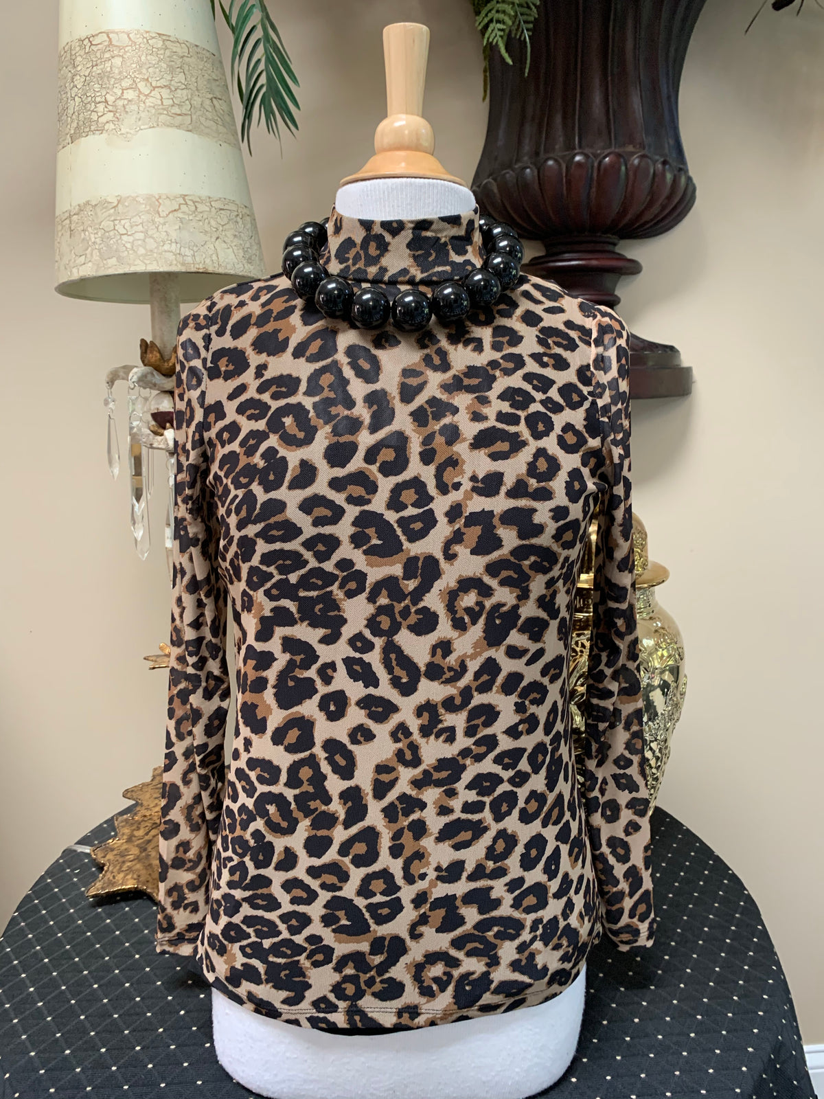 Leopard Mesh Long Sleeve Top