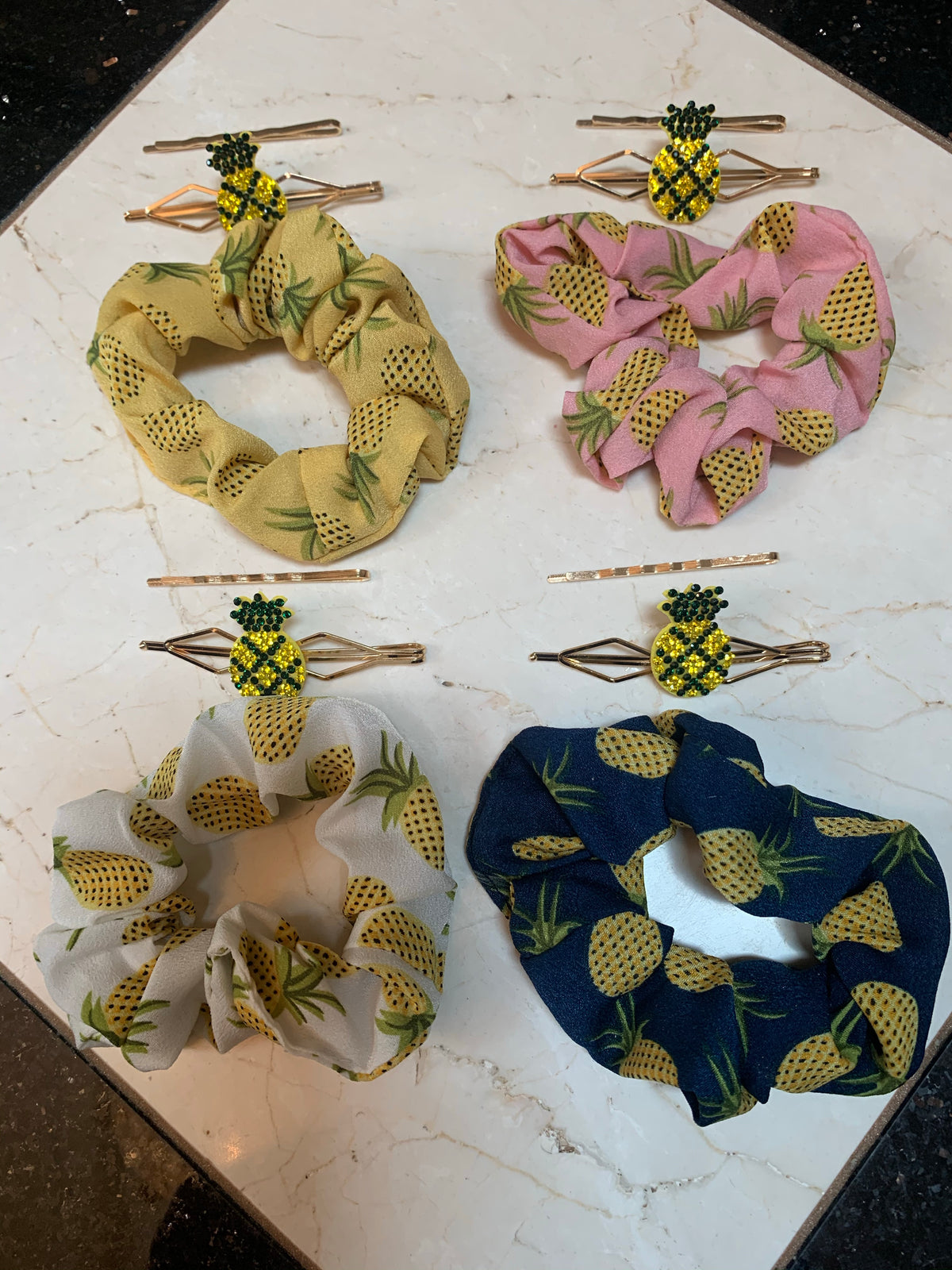 Pineapple Scrunchie & Hair Pin Set
