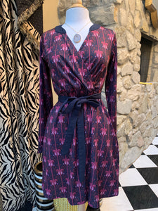 Plum & Navy Faux Wrap Dress