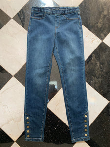 Pull On Slim Ankle Jean w/Button Detail