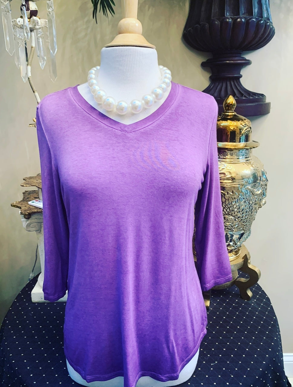 Purple Ombré 3/4 Sleeve Top