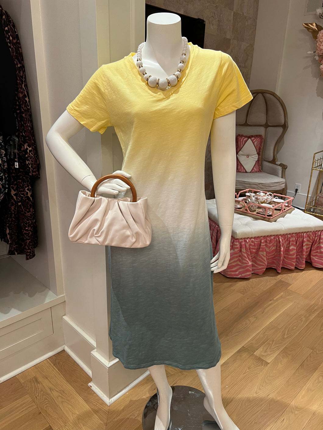 Yellow Ombre Cotton Dress Large
