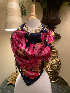 Rose Pattern Silk Scarf